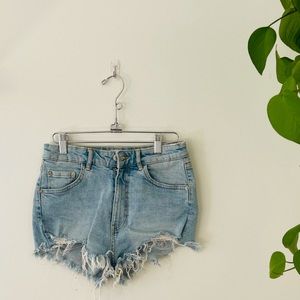 Zara High Waisted Jean Shorts Light Wash